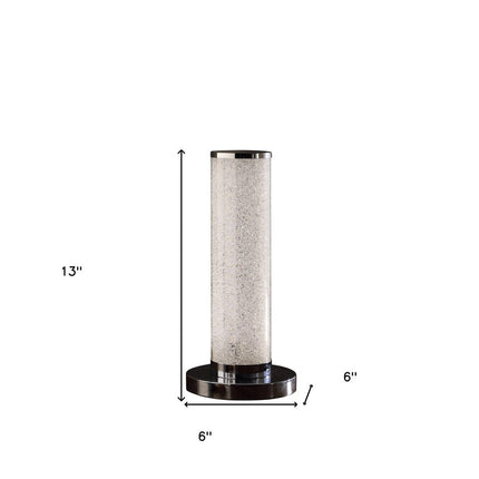13” Modern White Sand Crystal And Steel Table Lamp HomeRoots