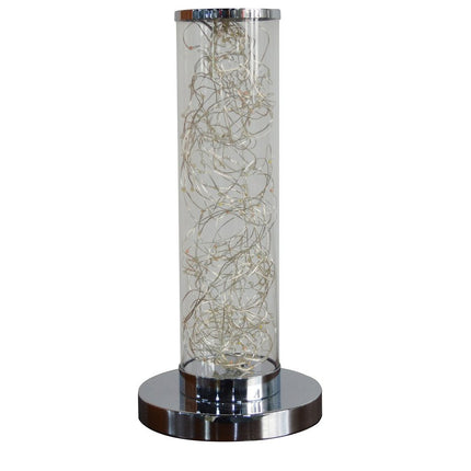 13" Silver Metal Column LED Rope Table Lamp With Clear HomeRoots