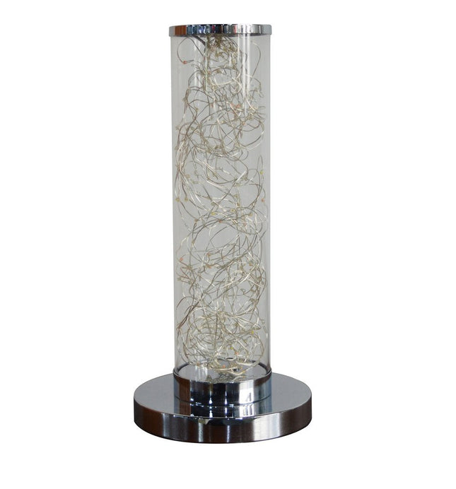 13" Silver Metal Column LED Rope Table Lamp With Clear HomeRoots