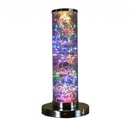 13" Silver Metal Column LED Rope Table Lamp With Clear HomeRoots