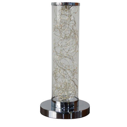 13" Silver Metal Column LED Rope Table Lamp With Clear HomeRoots