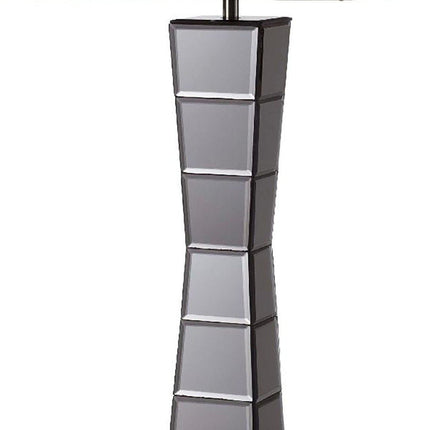 Black Glass Tower Table Lamp with Beige Fabric Shade HomeRoots