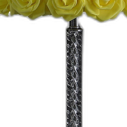 18" Silver Bedside Table Lamp With Yellow Flowers Drum Shade HomeRoots