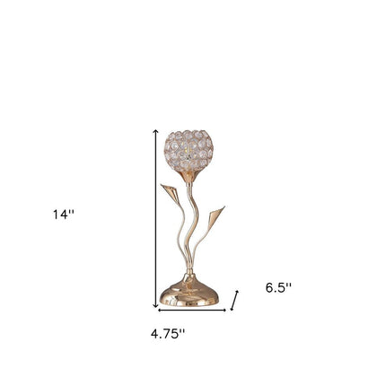 14" Gold Bedside Table Lamp With Clear Novelty Shade HomeRoots