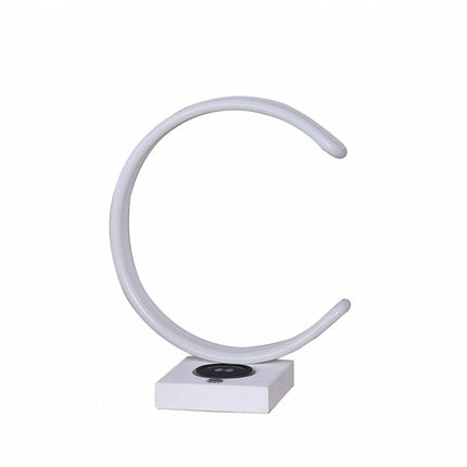 14" White Metal LED with USB Wireless Charger Table Lamp HomeRoots