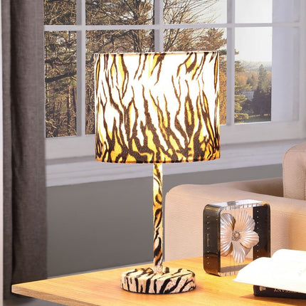 19" Brown And Black Bedside Table Lamp With Brown And Black Drum Shade HomeRoots