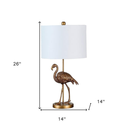 26" Gold Flamingo Table Lamp With White Drum Shade HomeRoots