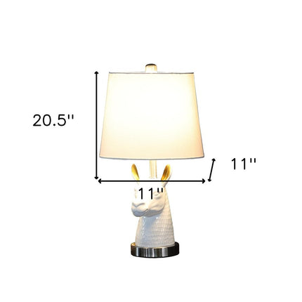 21" Silver Bedside Table Lamp With White Empire Shade HomeRoots