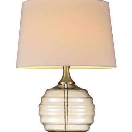 23" Off-White Metal Bedside Table Lamp With Off-White Shade HomeRoots