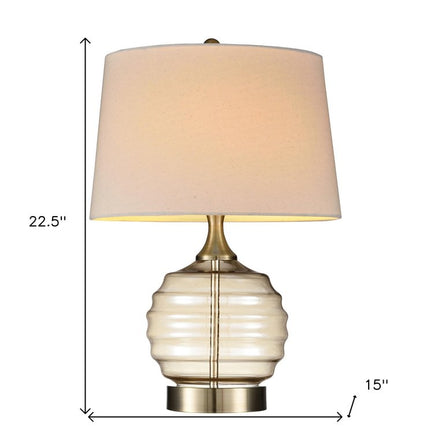 23" Off-White Metal Bedside Table Lamp With Off-White Shade HomeRoots