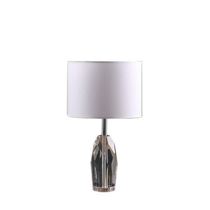19" Chrome and Faceted Crystal Urn Table Lamp With White Drum Shade HomeRoots