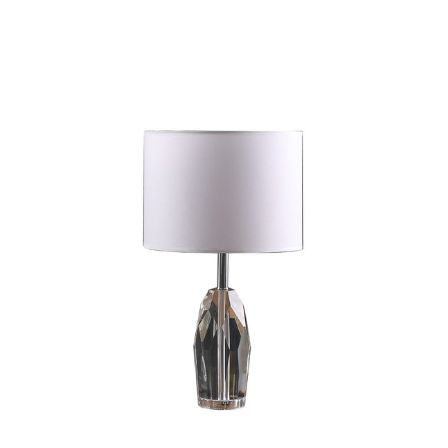 19" Chrome and Faceted Crystal Urn Table Lamp With White Drum Shade HomeRoots