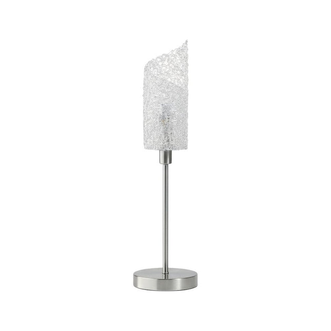 22" Silver Bedside Table Lamp With White Swirl Novelty Shade HomeRoots