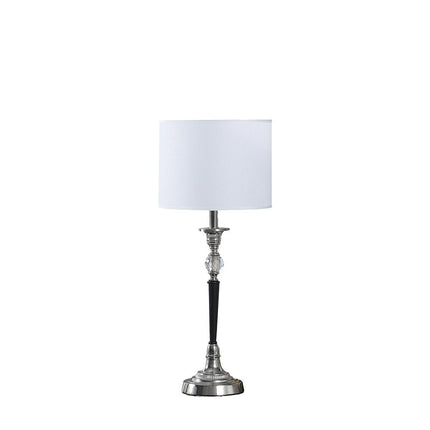 23" Black Chrome and Crystal Table Lamp With White Drum Shade HomeRoots