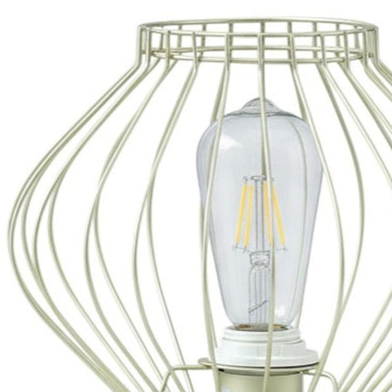 10" Gold Bedside Table Lamp With Gold Cage Shade HomeRoots