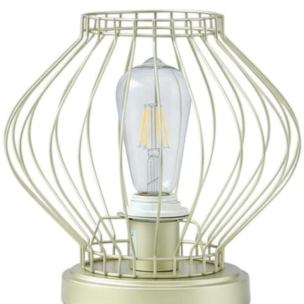 10" Gold Bedside Table Lamp With Gold Cage Shade HomeRoots