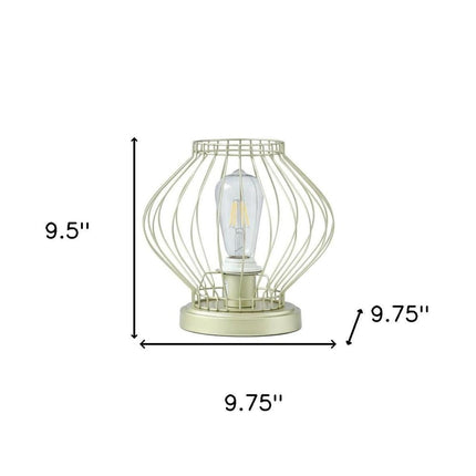 10" Gold Bedside Table Lamp With Gold Cage Shade HomeRoots