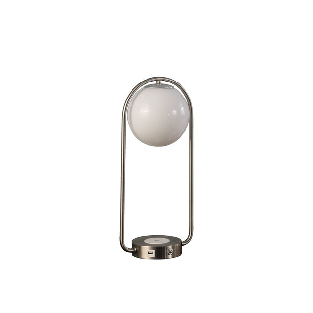 19" Silver Clip Globe USB Table Lamp HomeRoots