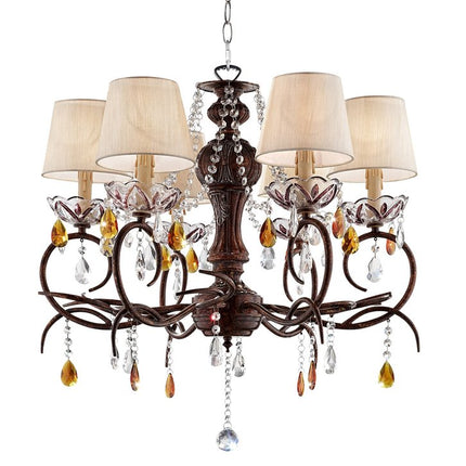 Burnished Bronze Hanging Ceiling Lamp with Clear and Amber Crystals HomeRoots