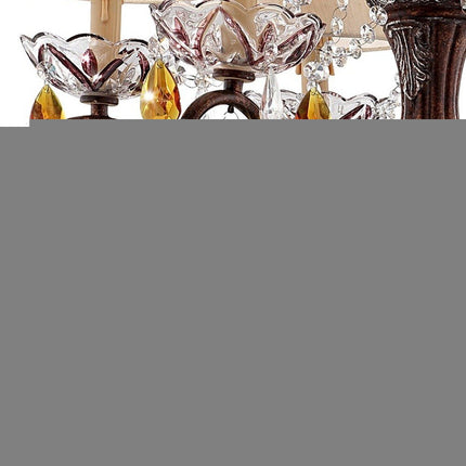 Burnished Bronze Hanging Ceiling Lamp with Clear and Amber Crystals HomeRoots
