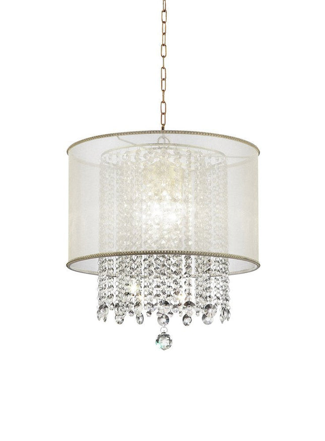 Primo Gold Finish Ceiling Lamp with Crystal Accents and White Shade HomeRoots