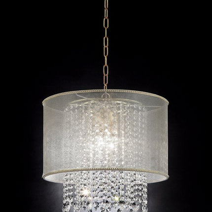 Primo Gold Finish Ceiling Lamp with Crystal Accents and White Shade HomeRoots