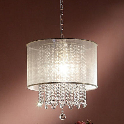 Primo Gold Finish Ceiling Lamp with Crystal Accents and White Shade HomeRoots