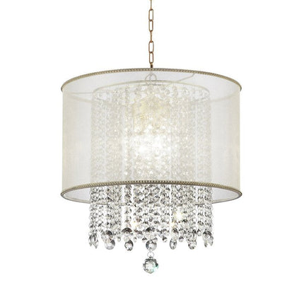 Primo Gold Finish Ceiling Lamp with Crystal Accents and White Shade HomeRoots