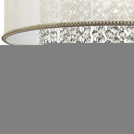 Primo Gold Finish Ceiling Lamp with Crystal Accents and White Shade HomeRoots