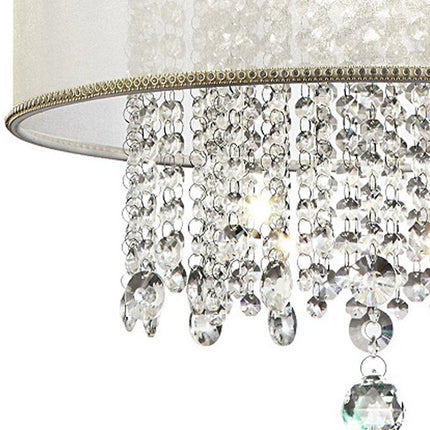 Primo Gold Finish Ceiling Lamp with Crystal Accents and White Shade HomeRoots