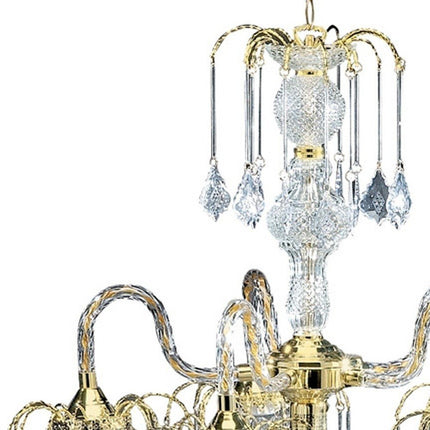 Two Tier Crystal and Gold Hanging Chandelier Light HomeRoots