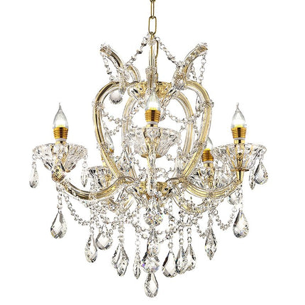 Five Light Glam Gold and Faux Crystal Chandelier HomeRoots