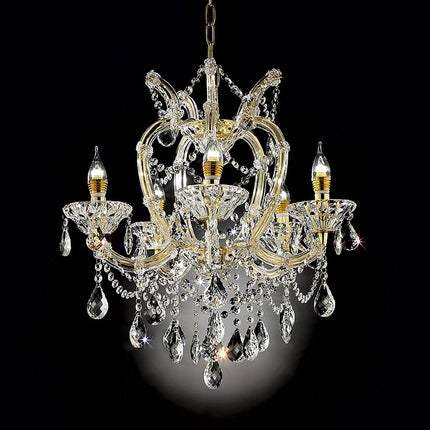 Five Light Glam Gold and Faux Crystal Chandelier HomeRoots