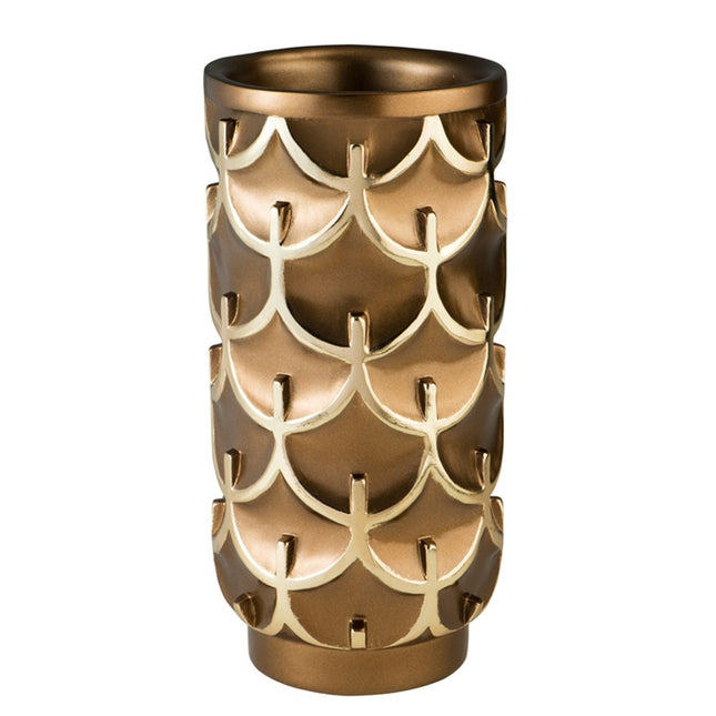 14" Polyresin Gold Geometric Cylinder Table Vase HomeRoots