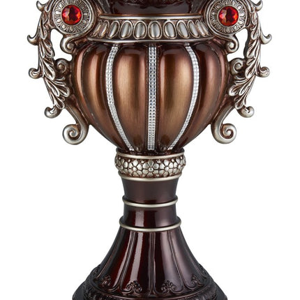 18" Bronze and Silver Floral Urn Polyresin Table Vase With Stones HomeRoots