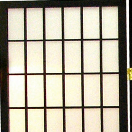 70" Black And White Heavy Duty Rice Paper Folding Four Panel Screen Room Divider HomeRoots