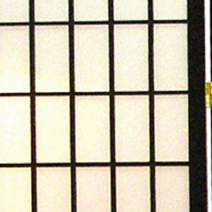 70" Black And White Heavy Duty Rice Paper Folding Four Panel Screen Room Divider HomeRoots