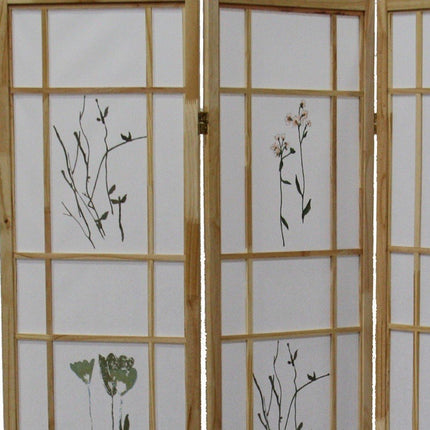 70" Brown And White Heavy Duty Rice Paper Folding Three Panel Screen Room Divider HomeRoots