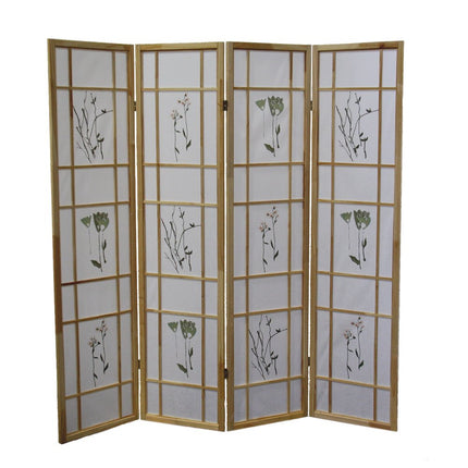 70" Natural Heavy Duty Rice Paper Folding Four Panel Screen Room Divider HomeRoots