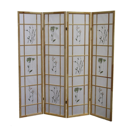 70" Natural Heavy Duty Rice Paper Folding Four Panel Screen Room Divider HomeRoots