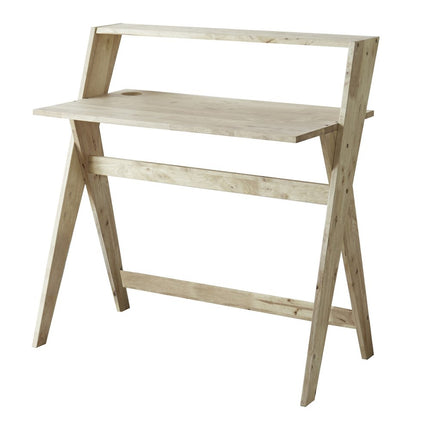 37" Natural Solid Wood Writing Desk With Shelf HomeRoots
