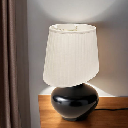 White Linen Pleated Oval Lamp Shade HomeRoots