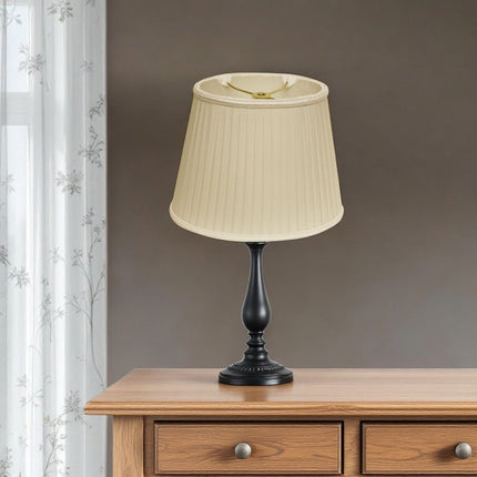 Ivory Shantung Silk Pleated Oval Lamp Shade HomeRoots