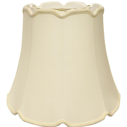 16" Ivory Empire Slanted Cylinder Scroll Edge Silk Lampshade HomeRoots