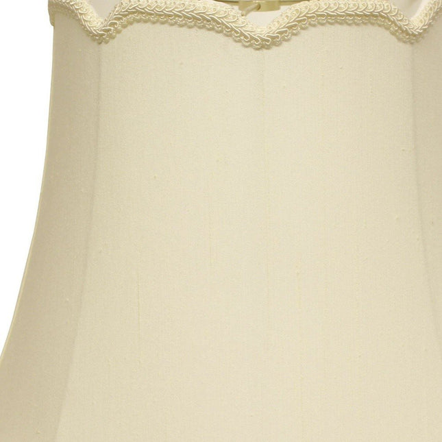 16" Ivory Empire Slanted Cylinder Scroll Edge Silk Lampshade HomeRoots