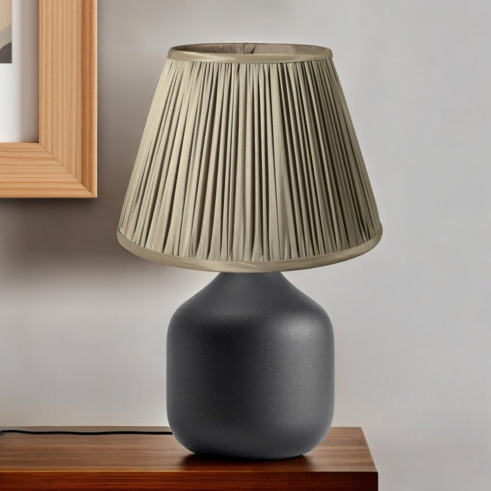 Ash Gray Taffeta Pleated Empire Lamp Shade