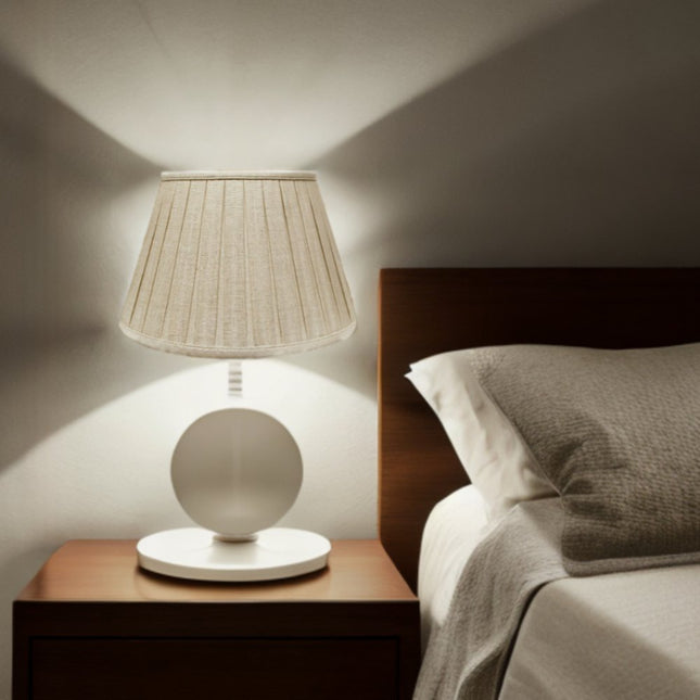 12" Cream Slanted Linen Lampshade with Box Pleat HomeRoots