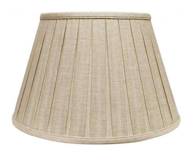 12" Cream Slanted Linen Lampshade with Box Pleat HomeRoots