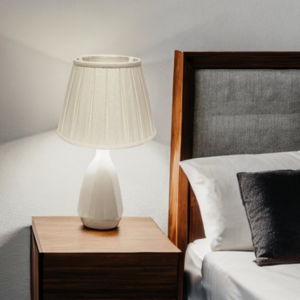 White Linen Pleated Empire Lamp Shade