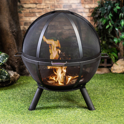 Deko Living 34 Inch Diameter Outdoor Steel Woodburning Sphere Fire Pit - COB10508 Deko Living